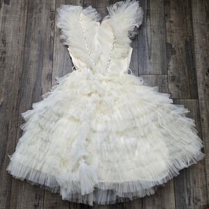 Tutu Du Monde Kids Cream Tiered Tulle Sequin Dress Ivory TDM7832 Size 6/7 Fairy